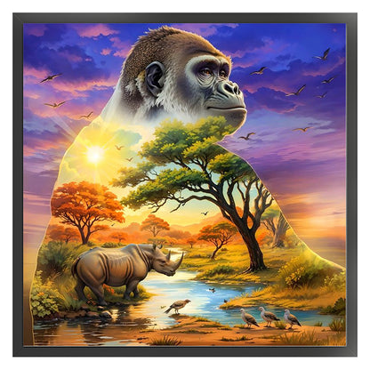 Silhouette - Orangutan - 11CT Stamped Cross Stitch 40*40CM