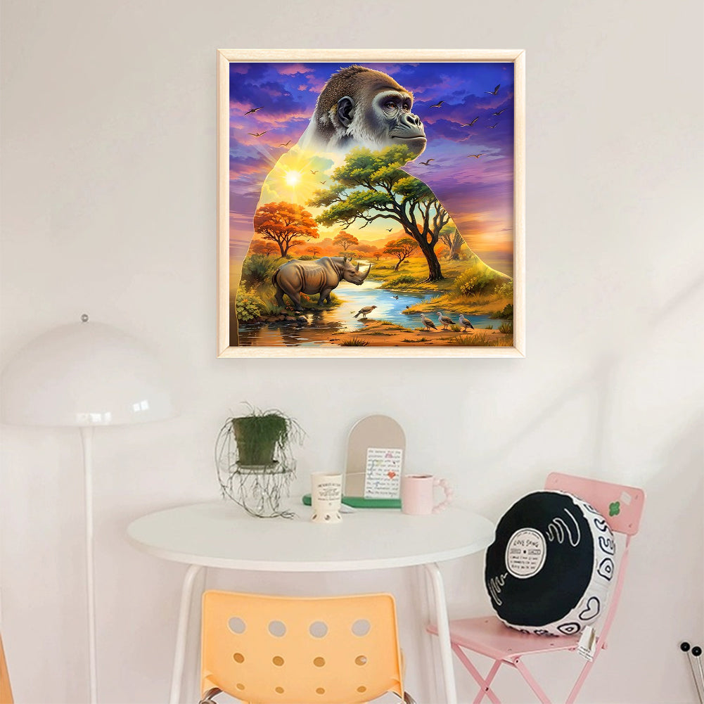 Silhouette - Orangutan - 11CT Stamped Cross Stitch 40*40CM