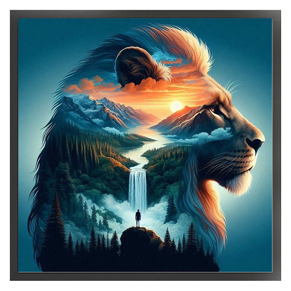 Silhouette - Lion - 11CT Stamped Cross Stitch 40*40CM