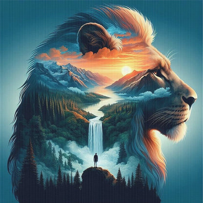 Silhouette - Lion - 11CT Stamped Cross Stitch 40*40CM