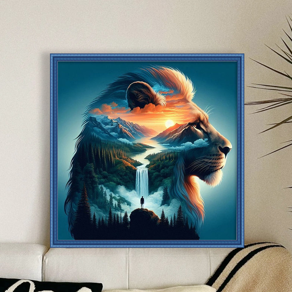 Silhouette - Lion - 11CT Stamped Cross Stitch 40*40CM