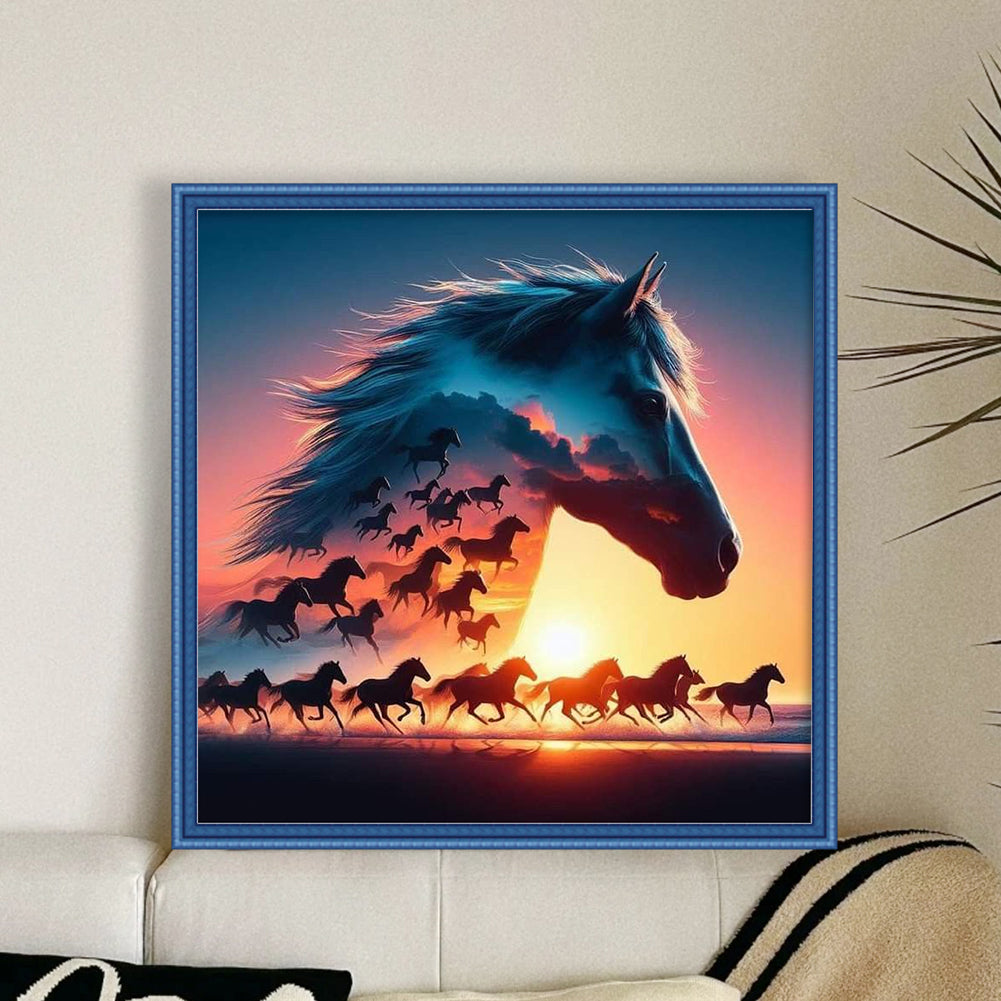 Silhouette - Horse - 11CT Stamped Cross Stitch 40*40CM