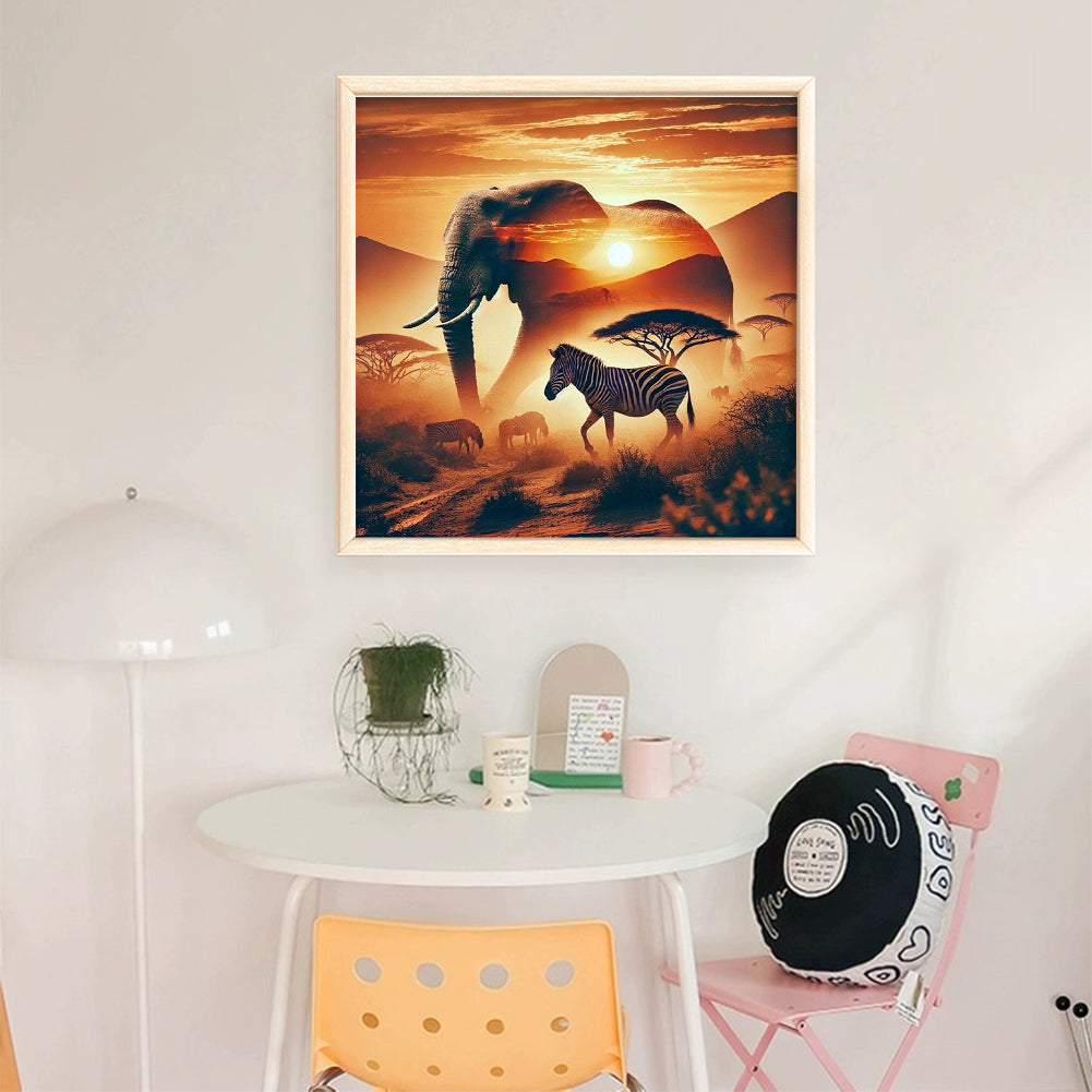 Silhouette - Elephant - 11CT Stamped Cross Stitch 40*40CM