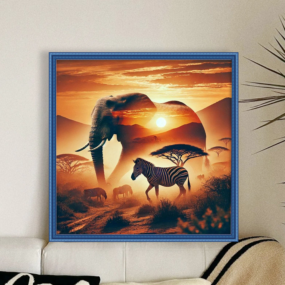Silhouette - Elephant - 11CT Stamped Cross Stitch 40*40CM