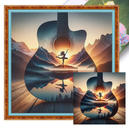 Silhouette - Guitar Woman - 11CT Stamped Cross Stitch 40*40CM