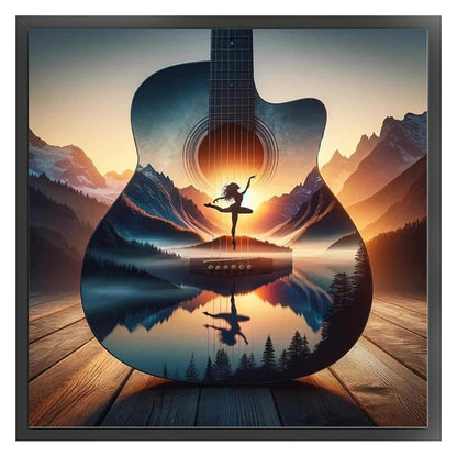 Silhouette - Guitar Woman - 11CT Stamped Cross Stitch 40*40CM