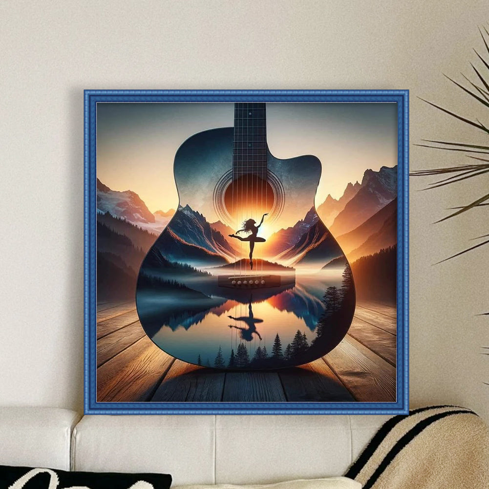 Silhouette - Guitar Woman - 11CT Stamped Cross Stitch 40*40CM