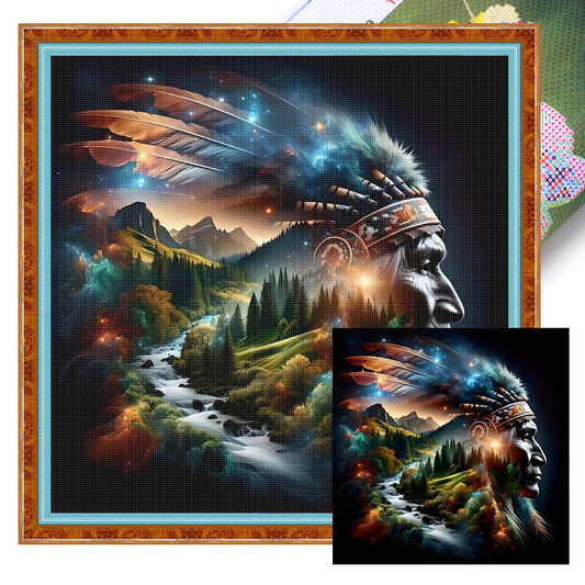 Silhouette-Indians - 11CT Stamped Cross Stitch 40*40CM