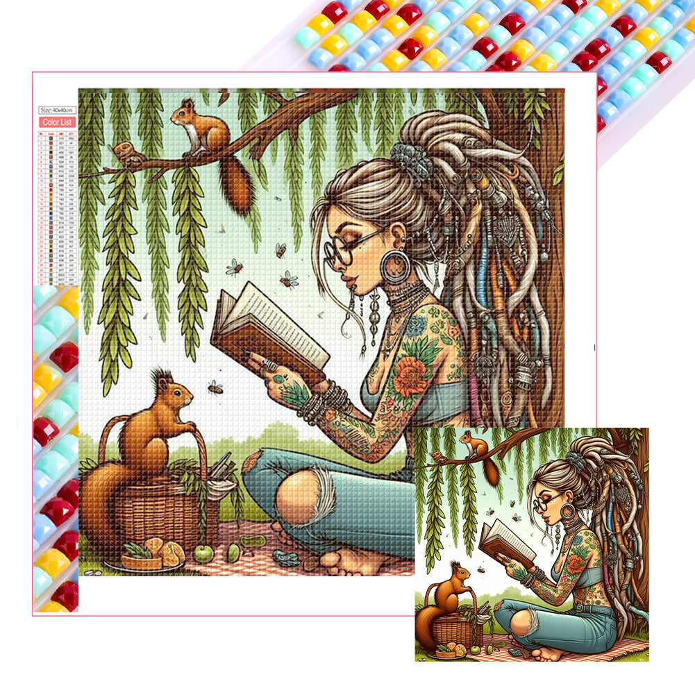Reading Girl - Full Square Drill Diamond Painting 40*40CM