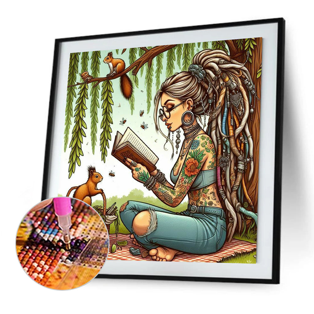 Reading Girl - Full Square Drill Diamond Painting 40*40CM