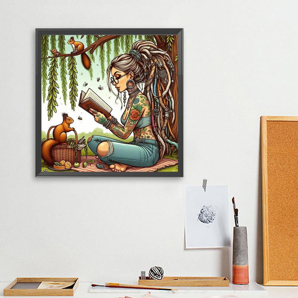 Reading Girl - Full Square Drill Diamond Painting 40*40CM