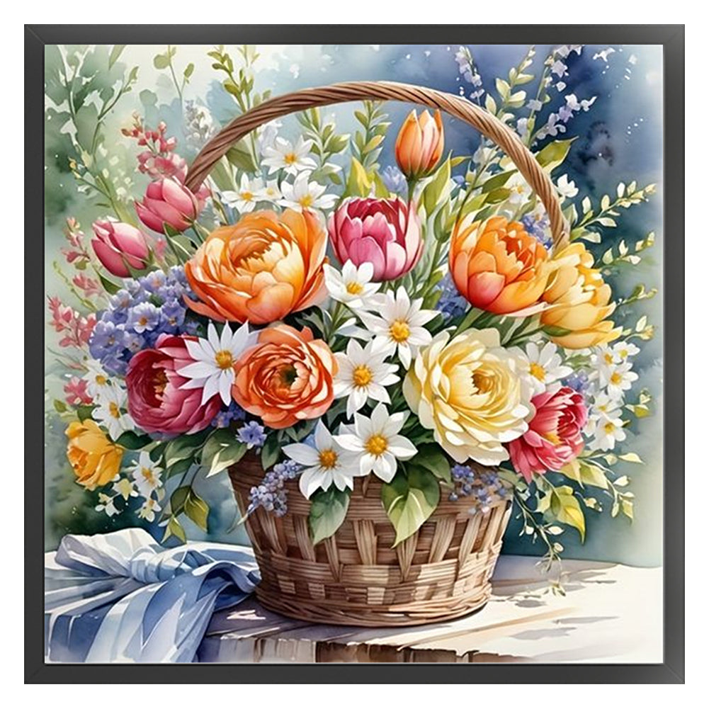 Vintage Flower Baskets - 11CT Stamped Cross Stitch 40*40CM