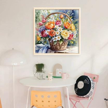 Vintage Flower Baskets - 11CT Stamped Cross Stitch 40*40CM