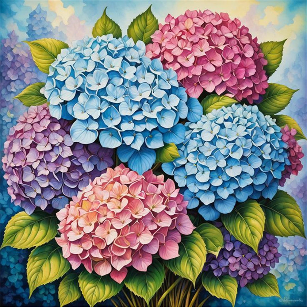 Hydrangeas - 11CT Stamped Cross Stitch 40*40CM