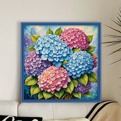 Hydrangeas - 11CT Stamped Cross Stitch 40*40CM