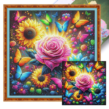Butterfly Roses - 11CT Stamped Cross Stitch 40*40CM