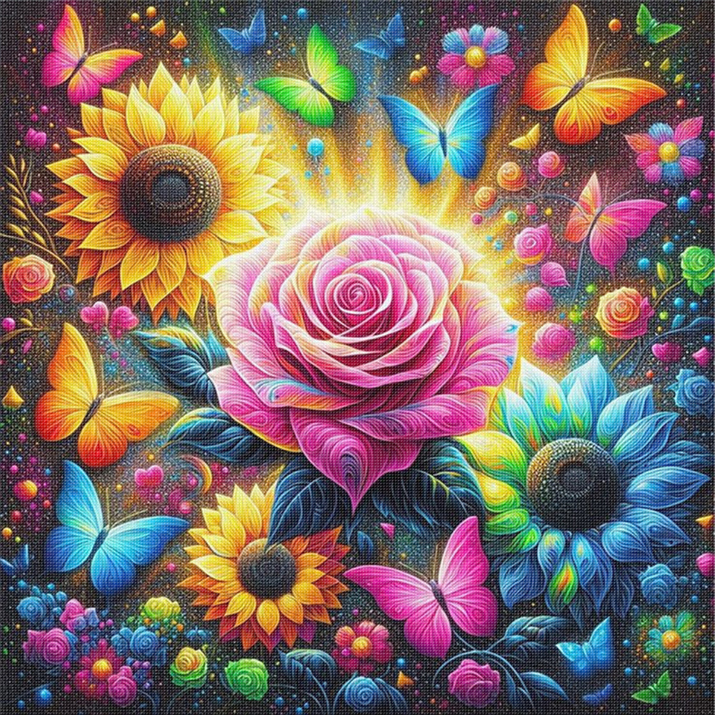 Butterfly Roses - 11CT Stamped Cross Stitch 40*40CM