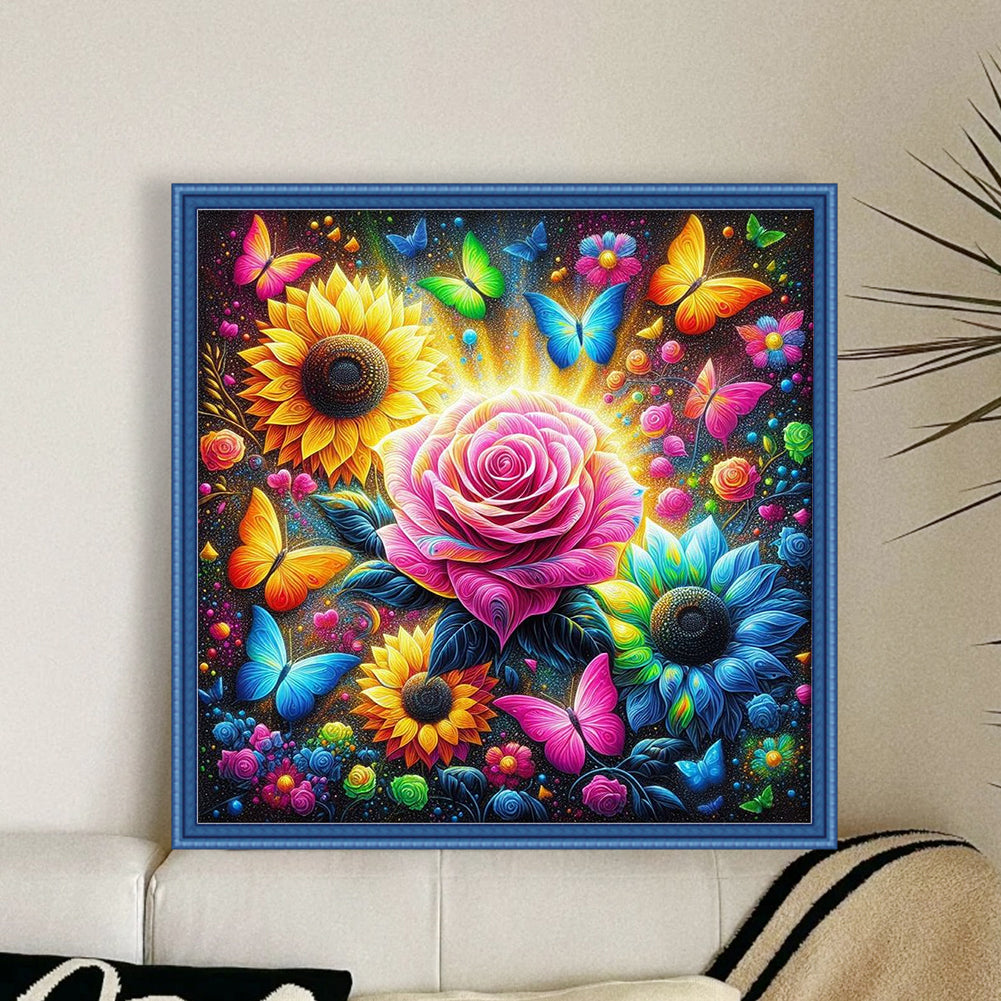 Butterfly Roses - 11CT Stamped Cross Stitch 40*40CM