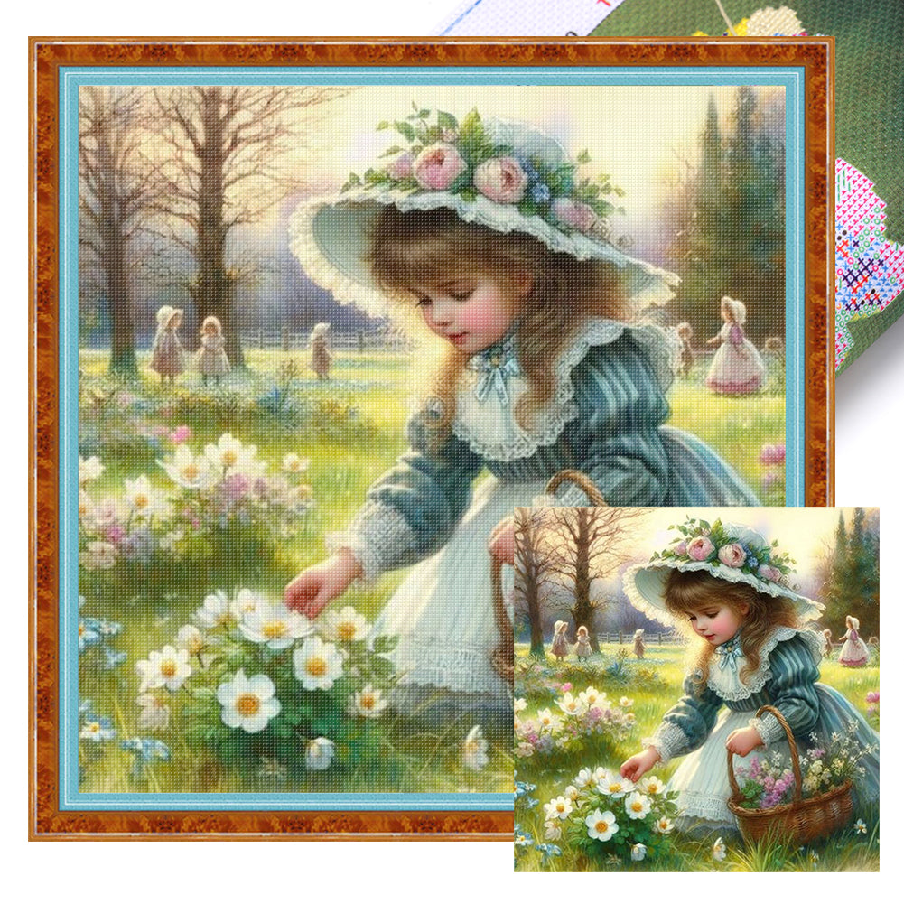 Lovely Girls - 11CT Stamped Cross Stitch 40*40CM