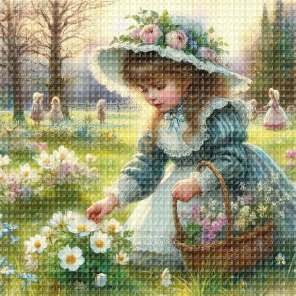 Lovely Girls - 11CT Stamped Cross Stitch 40*40CM