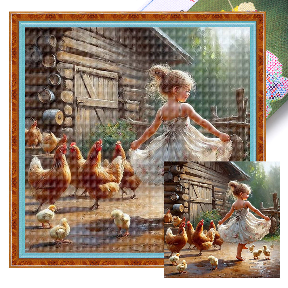 Lovely Girls - 11CT Stamped Cross Stitch 40*40CM