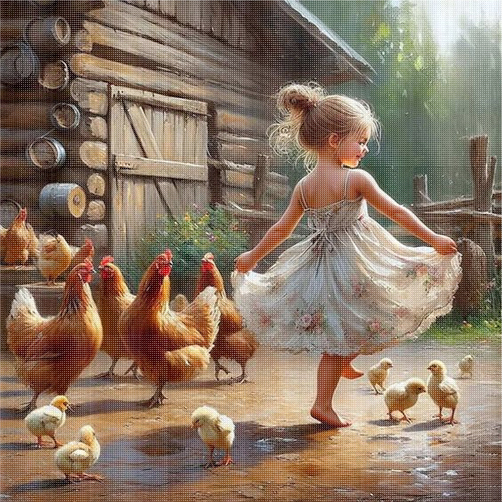 Lovely Girls - 11CT Stamped Cross Stitch 40*40CM