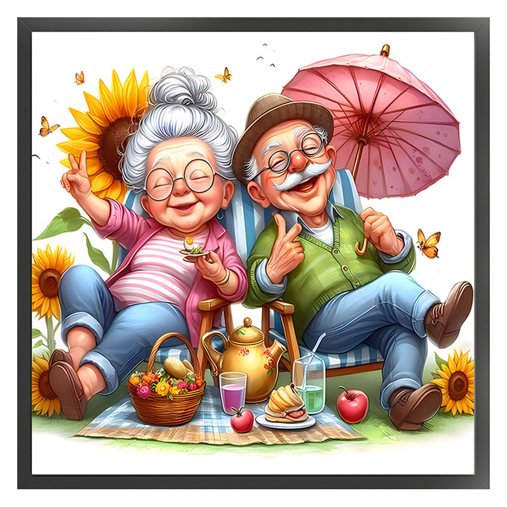 Old Couples - 11CT Stamped Cross Stitch 45*45CM