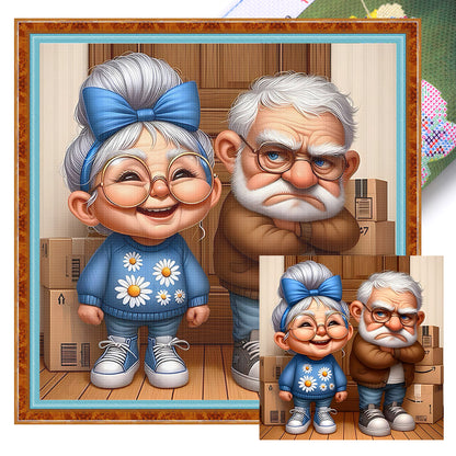 Old Couples - 11CT Stamped Cross Stitch 45*45CM