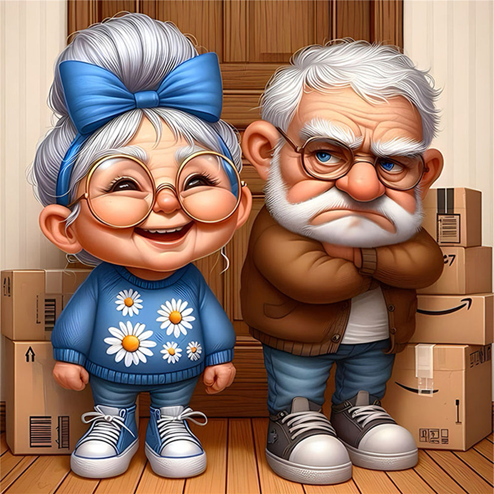 Old Couples - 11CT Stamped Cross Stitch 45*45CM