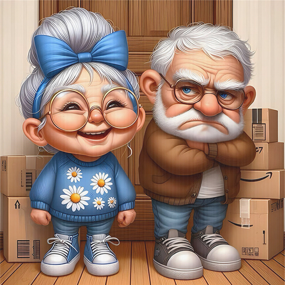 Old Couples - 11CT Stamped Cross Stitch 45*45CM