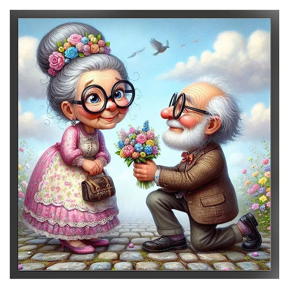 Old Couples - 11CT Stamped Cross Stitch 45*45CM