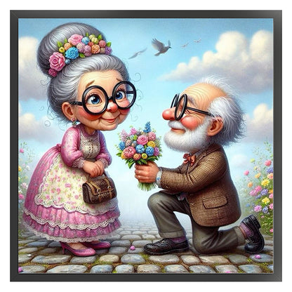 Old Couples - 11CT Stamped Cross Stitch 45*45CM