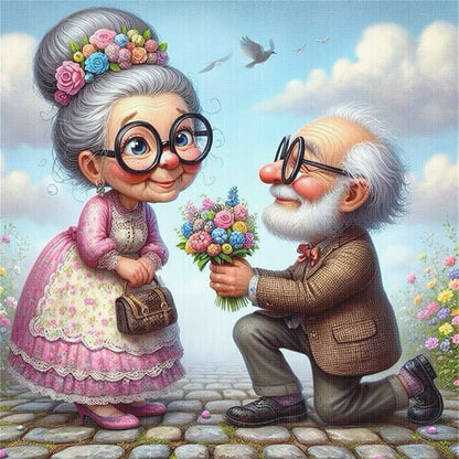 Old Couples - 11CT Stamped Cross Stitch 45*45CM
