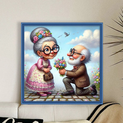 Old Couples - 11CT Stamped Cross Stitch 45*45CM