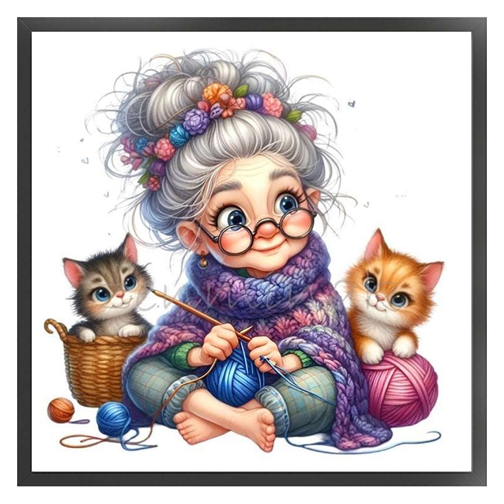 Sewing Old Ladies - 11CT Stamped Cross Stitch 40*40CM
