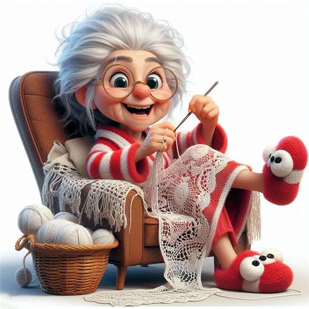 Sewing Old Ladies - 11CT Stamped Cross Stitch 40*40CM