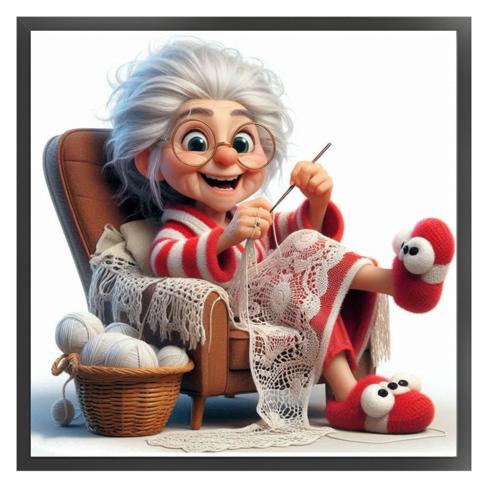 Sewing Old Ladies - 11CT Stamped Cross Stitch 40*40CM