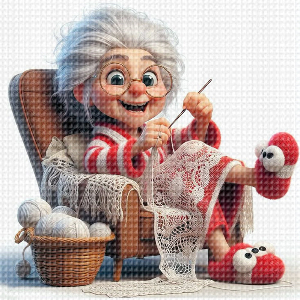 Sewing Old Ladies - 11CT Stamped Cross Stitch 40*40CM