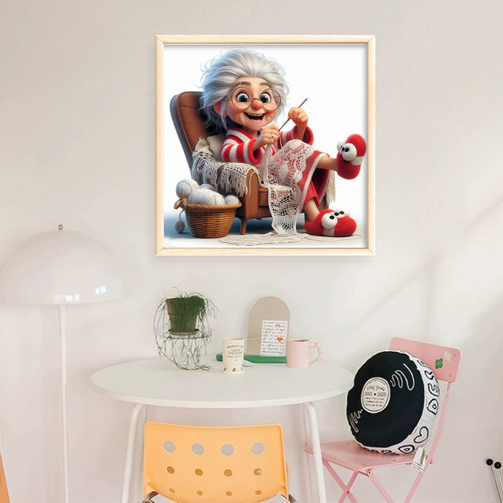 Sewing Old Ladies - 11CT Stamped Cross Stitch 40*40CM