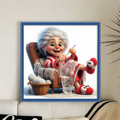 Sewing Old Ladies - 11CT Stamped Cross Stitch 40*40CM