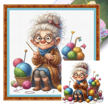 Sewing Old Ladies - 11CT Stamped Cross Stitch 40*40CM