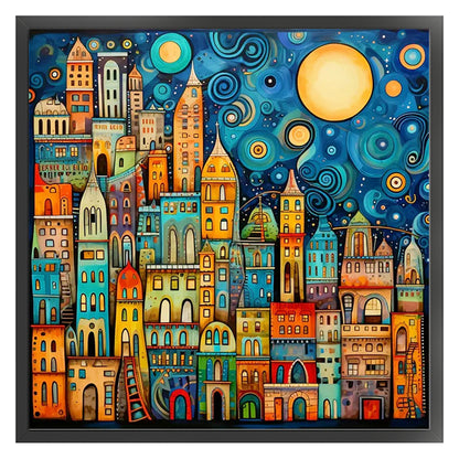 Colorful Houses - 14CT Stamped Cross Stitch 40*40CM