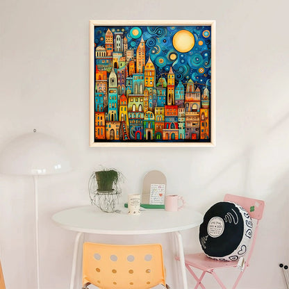 Colorful Houses - 14CT Stamped Cross Stitch 40*40CM