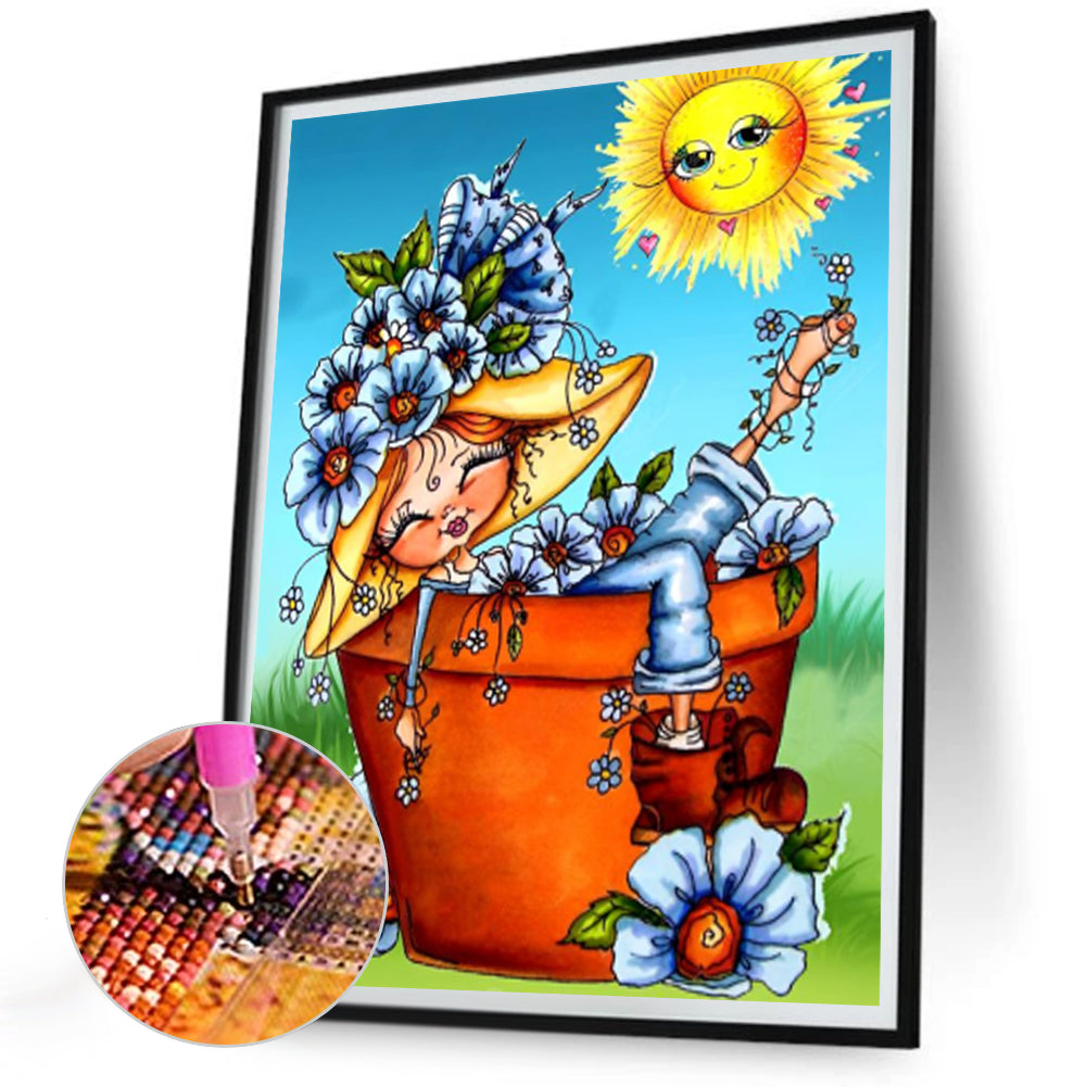 Flower Pot Flowers - Full Square Drill Diamond Painting 30*40CM