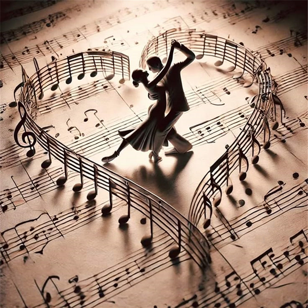 Music Score Dancers - 11CT Stamped Cross Stitch 45*45CM