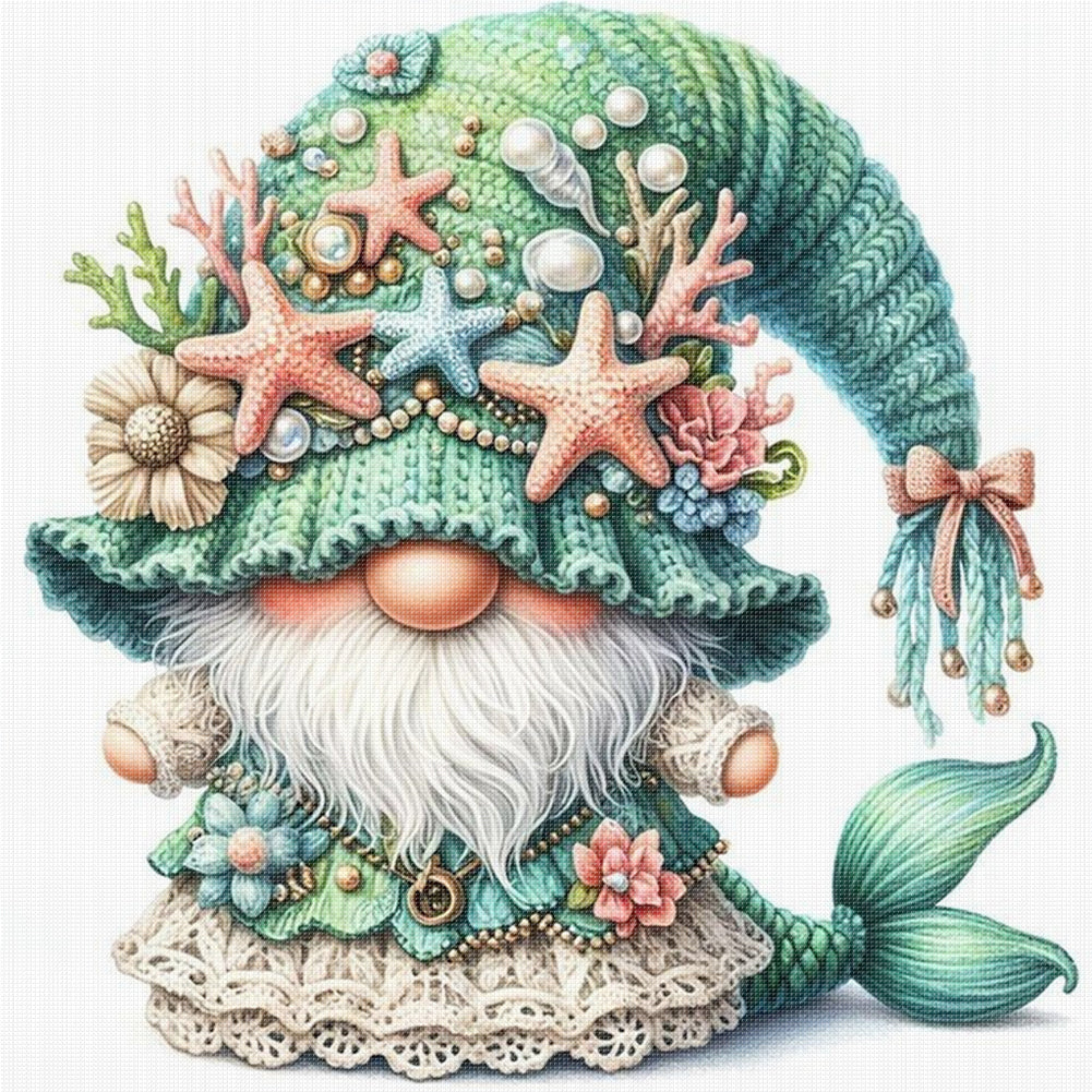 Mermaid Gnomes - 11CT Stamped Cross Stitch 40*40CM
