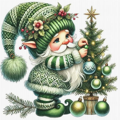 Christmas Tree Gnomes - 11CT Stamped Cross Stitch 40*40CM