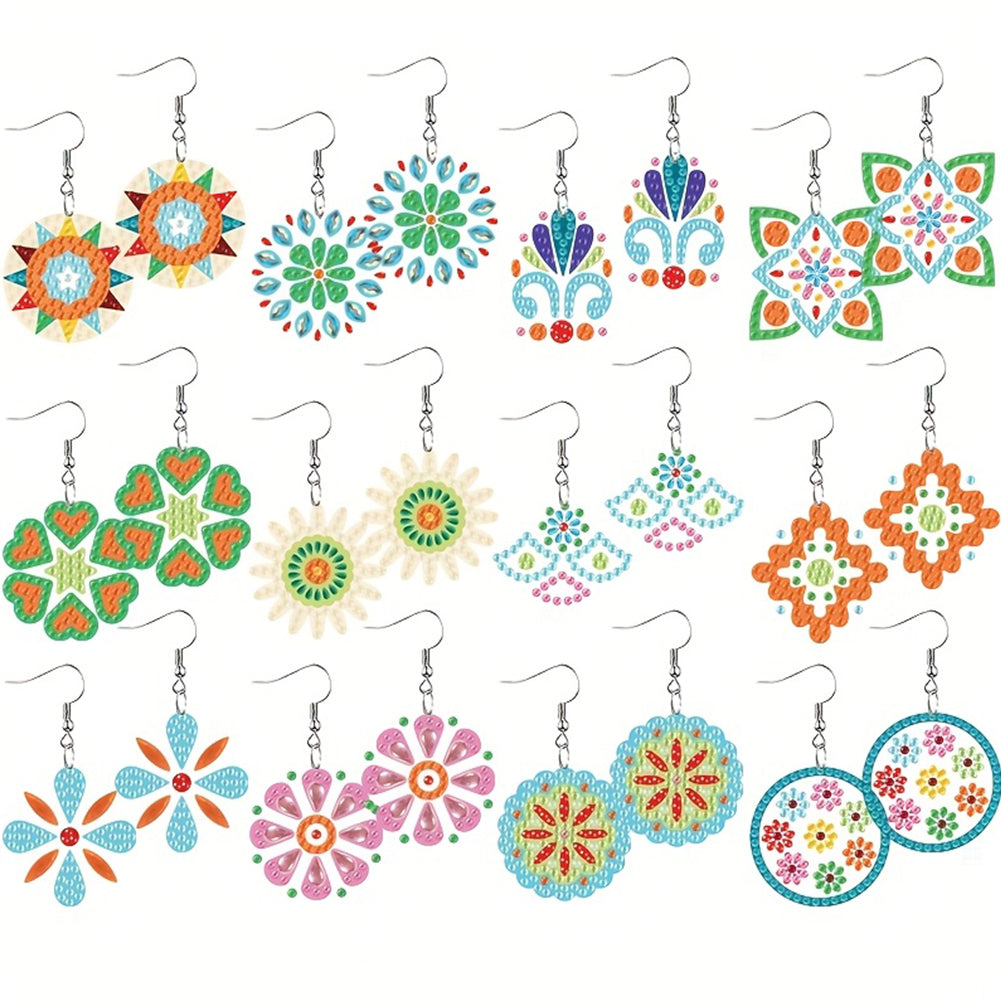 12 Pairs Diamond Painting Earrings DIY Diamond Art Earrings for Adults Beginners