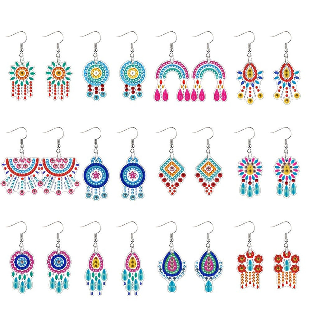 12 Pairs Diamond Painting Earrings DIY Diamond Art Earrings for Adults Beginners