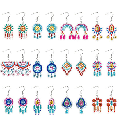 12 Pairs Diamond Painting Earrings DIY Diamond Art Earrings for Adults Beginners